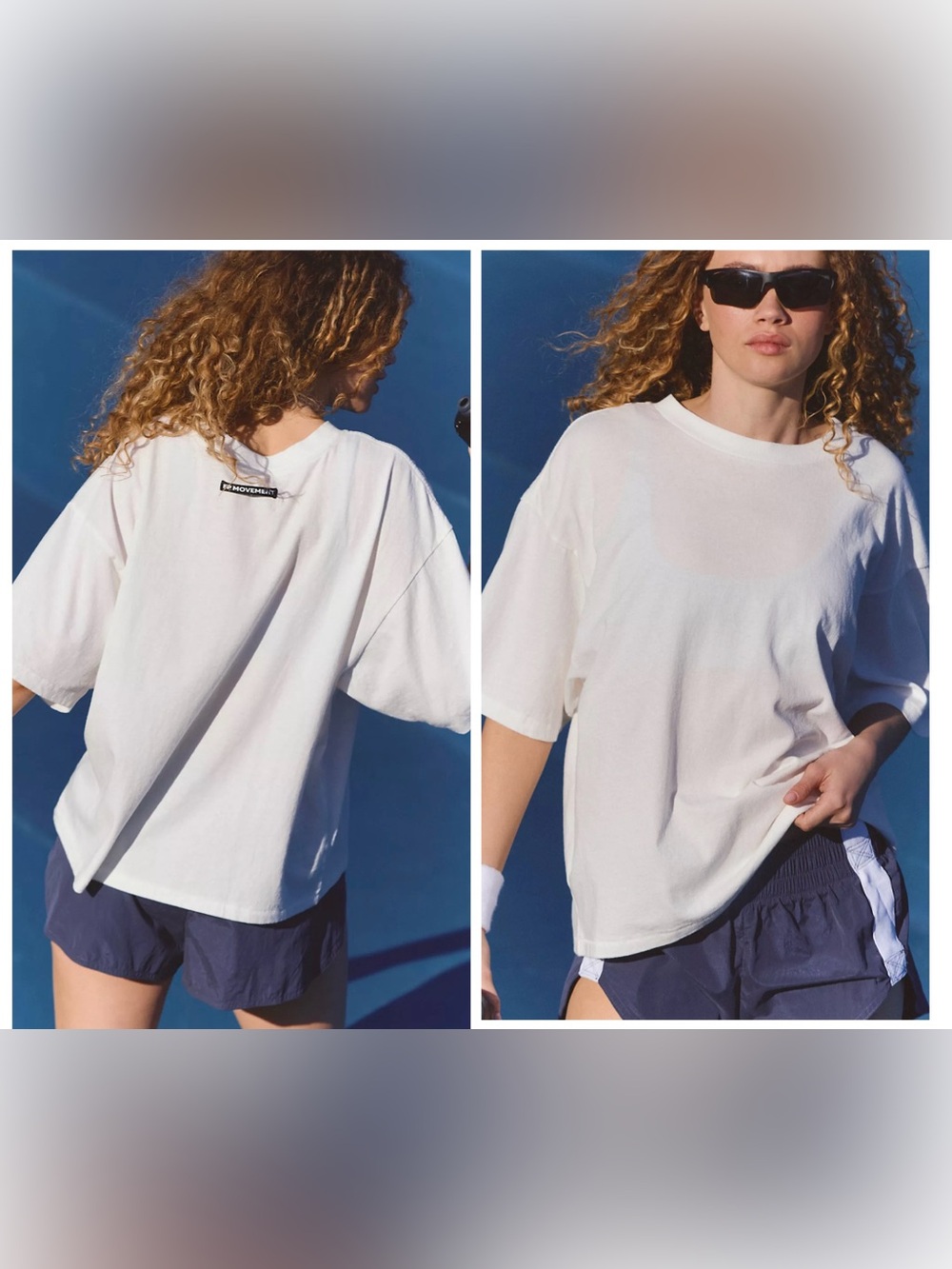Free People Movement Oversized boxy slight cropped tackle tee white size XS NWOT